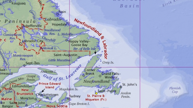 Map Of The Flemish Cap Bank Grand Banks And The Flemish Pass Basin