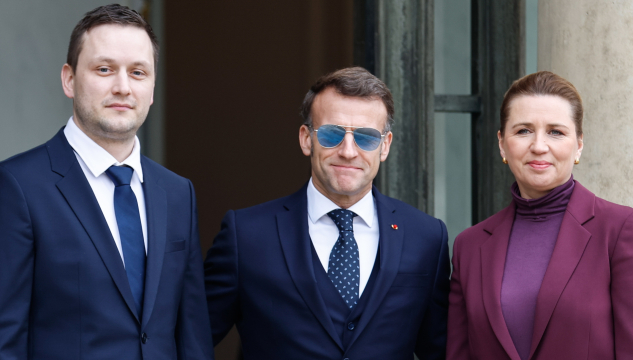 Jens-Frederik Nielsen, Emmanuel Macron og Mette Frederiksen