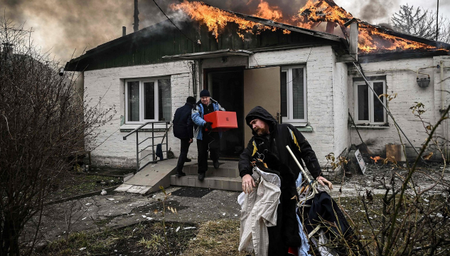 Kyiv, eldur í sethúsum í Kyiv