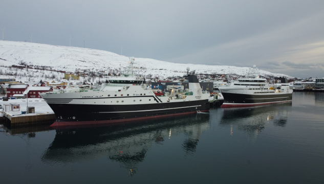 Emerald og Gadus í Båtsfjørðinum - Mynd: Båtsfjord havn