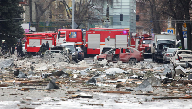 Rakettálop á Kharkiv, Ukraina í kríggi  - Mynd: Ritzau Scanpix