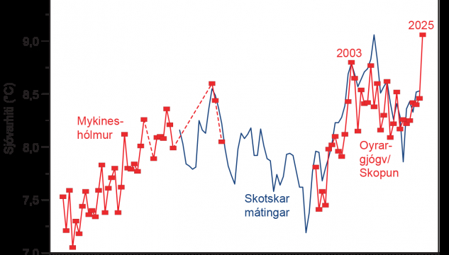 Sjóvarhiti, hitin í sjónum