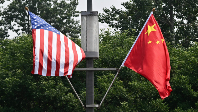 USA og Kina, amerikanskt og kinesiskt flagg